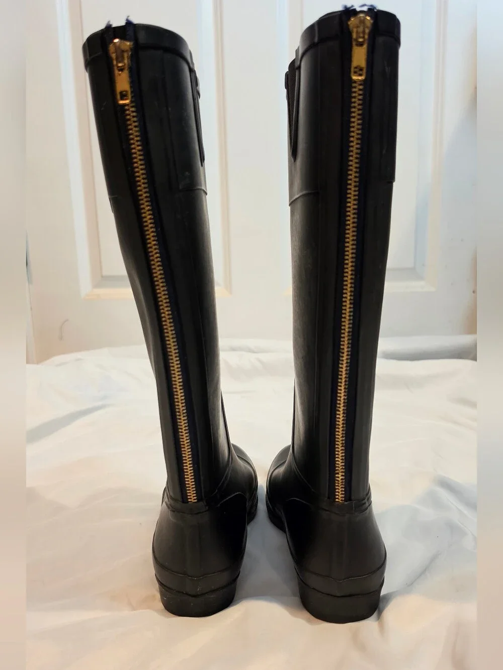 Tommy Hilfiger Calipso Black Rubber Zip Back Rain Boots US 7 Minor Wear